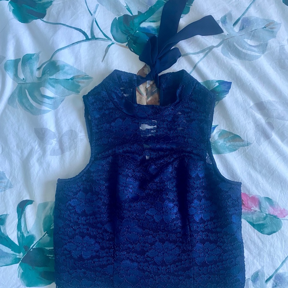 Elegant Formal/Evening  Blue Lace Top and Skirt Set